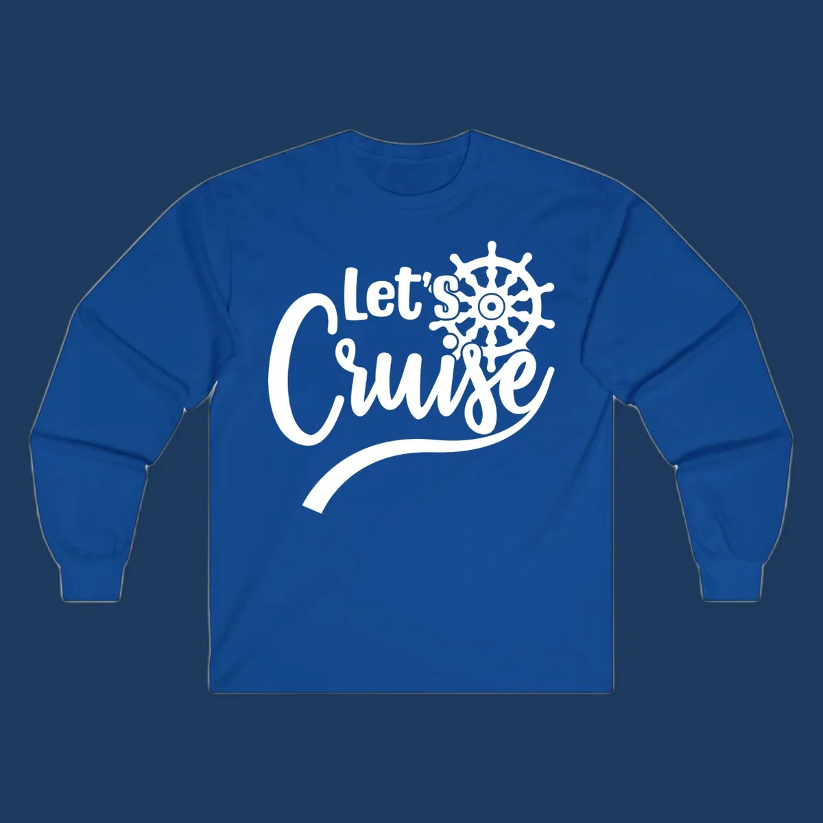 White nautical design with 'Let's So Swig' text and ship wheel on gray background