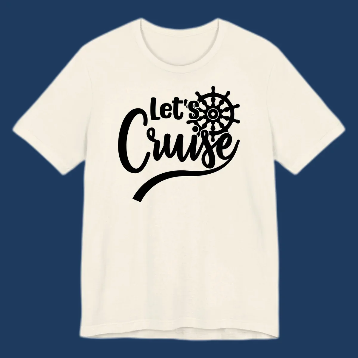 White nautical design with 'Let's So Swig' text and ship wheel on gray background