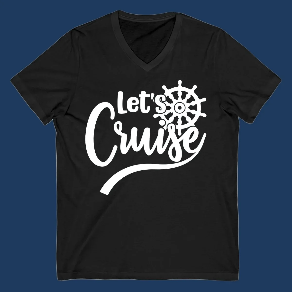 White nautical design with 'Let's So Swig' text and ship wheel on gray background