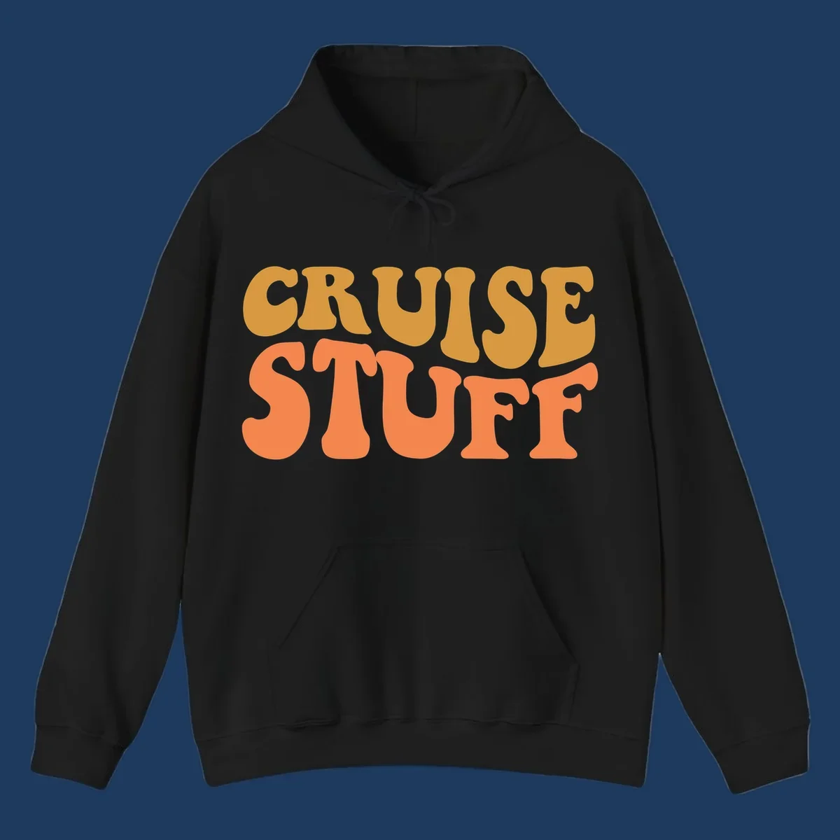 Bold 'CRUISE STUFF' text design in gold and orange lettering on gray background