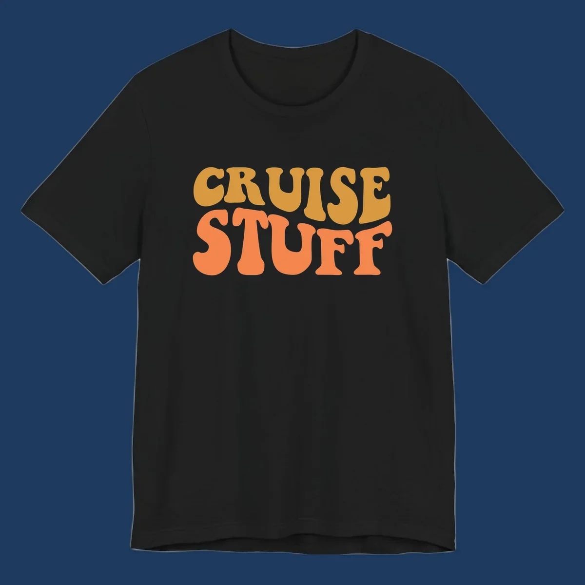 Bold 'CRUISE STUFF' text design in gold and orange lettering on gray background