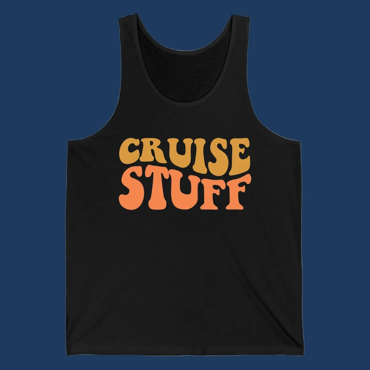 Bold 'CRUISE STUFF' text design in gold and orange lettering on gray background