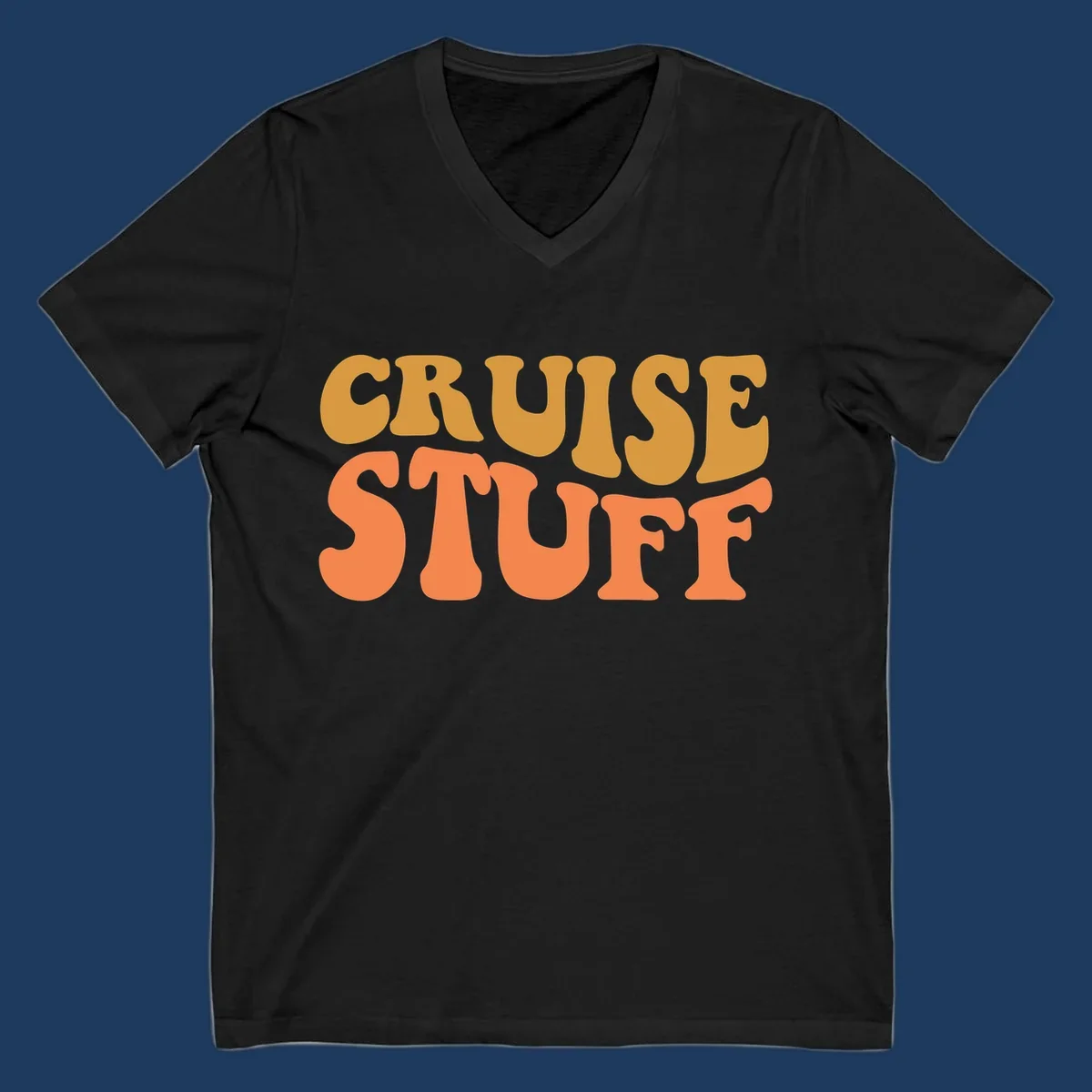 Bold 'CRUISE STUFF' text design in gold and orange lettering on gray background