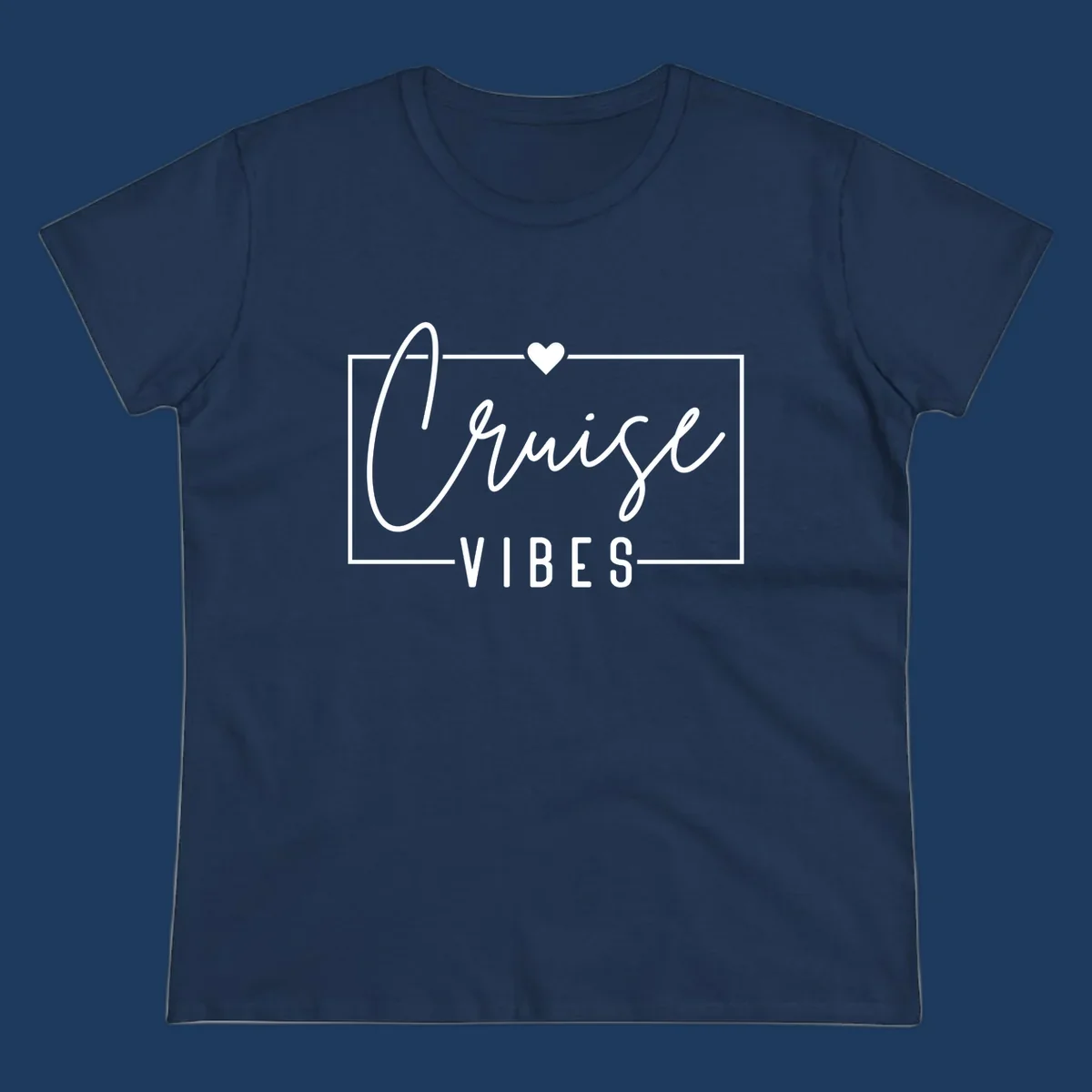 White script and lettering reading 'Chill Vibes' with decorative heart and oval frame on gray background