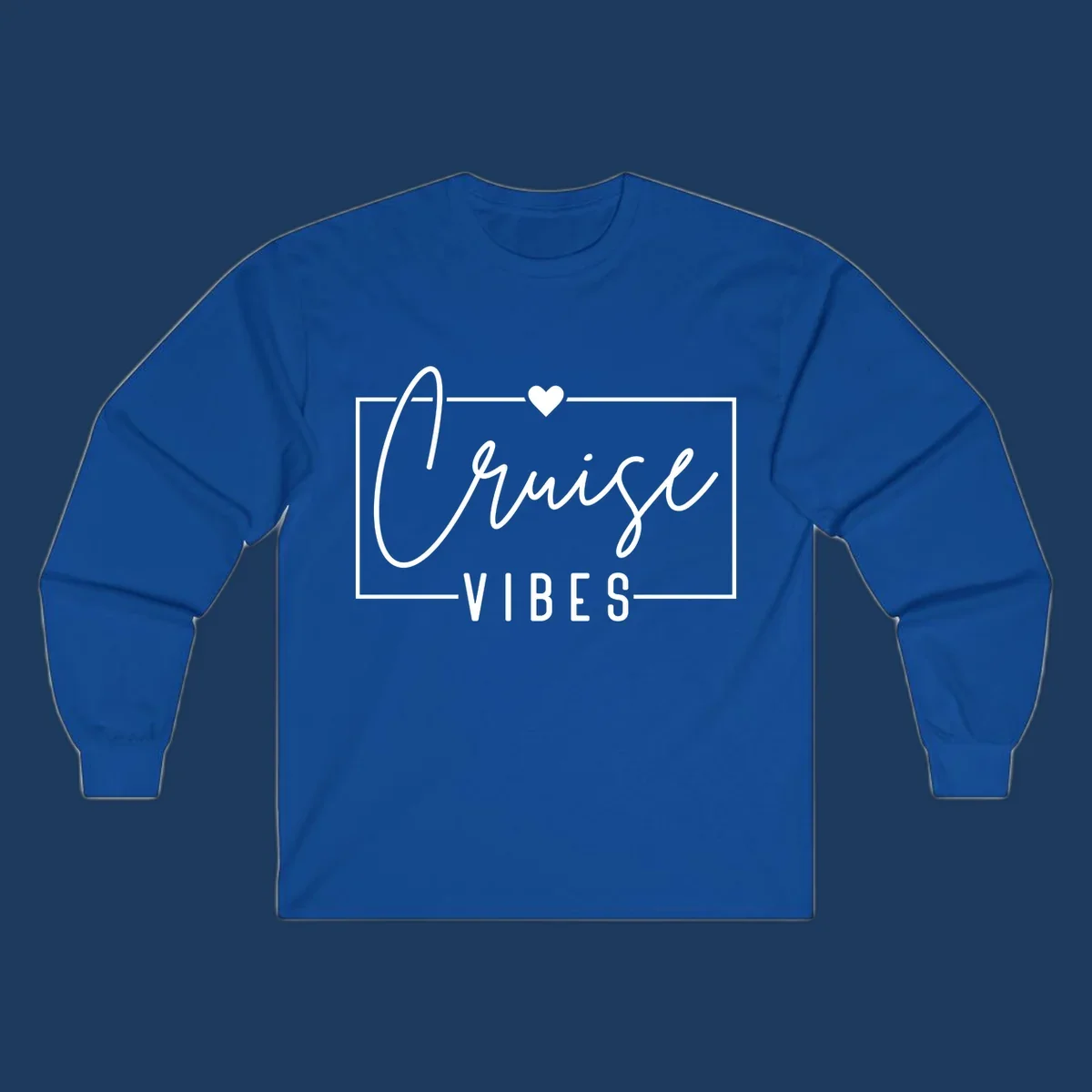 White script and lettering reading 'Chill Vibes' with decorative heart and oval frame on gray background