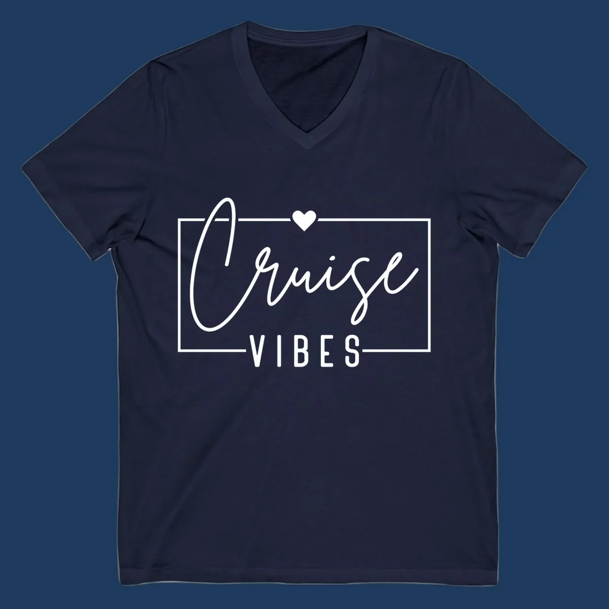 White script and lettering reading 'Chill Vibes' with decorative heart and oval frame on gray background