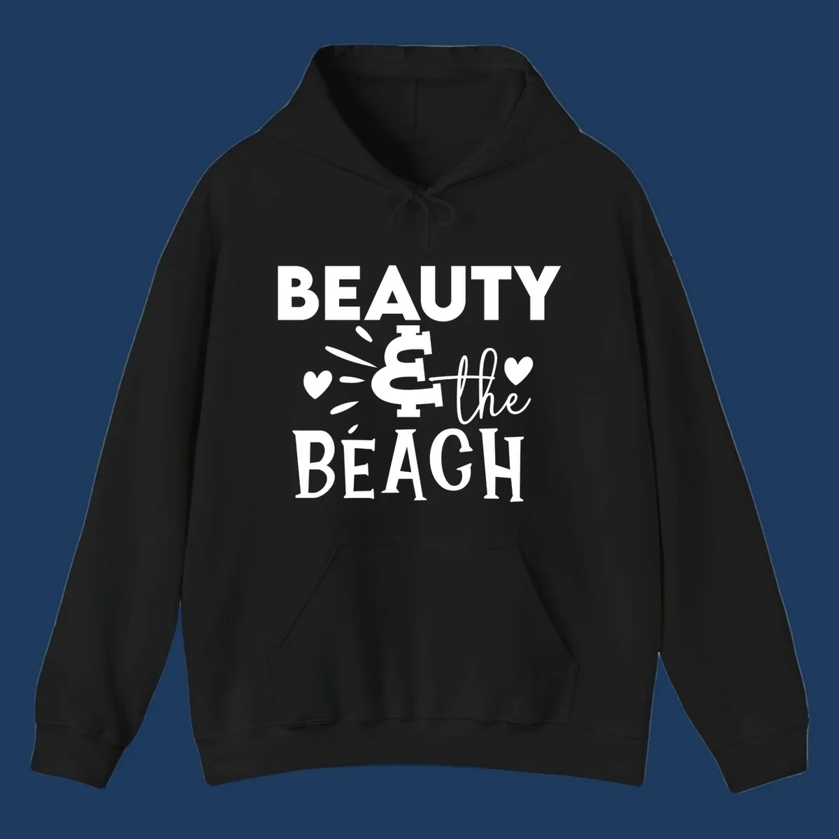 White text design reading 'Beauty & The Beach' with dollar sign symbol and heart decorations on gray background