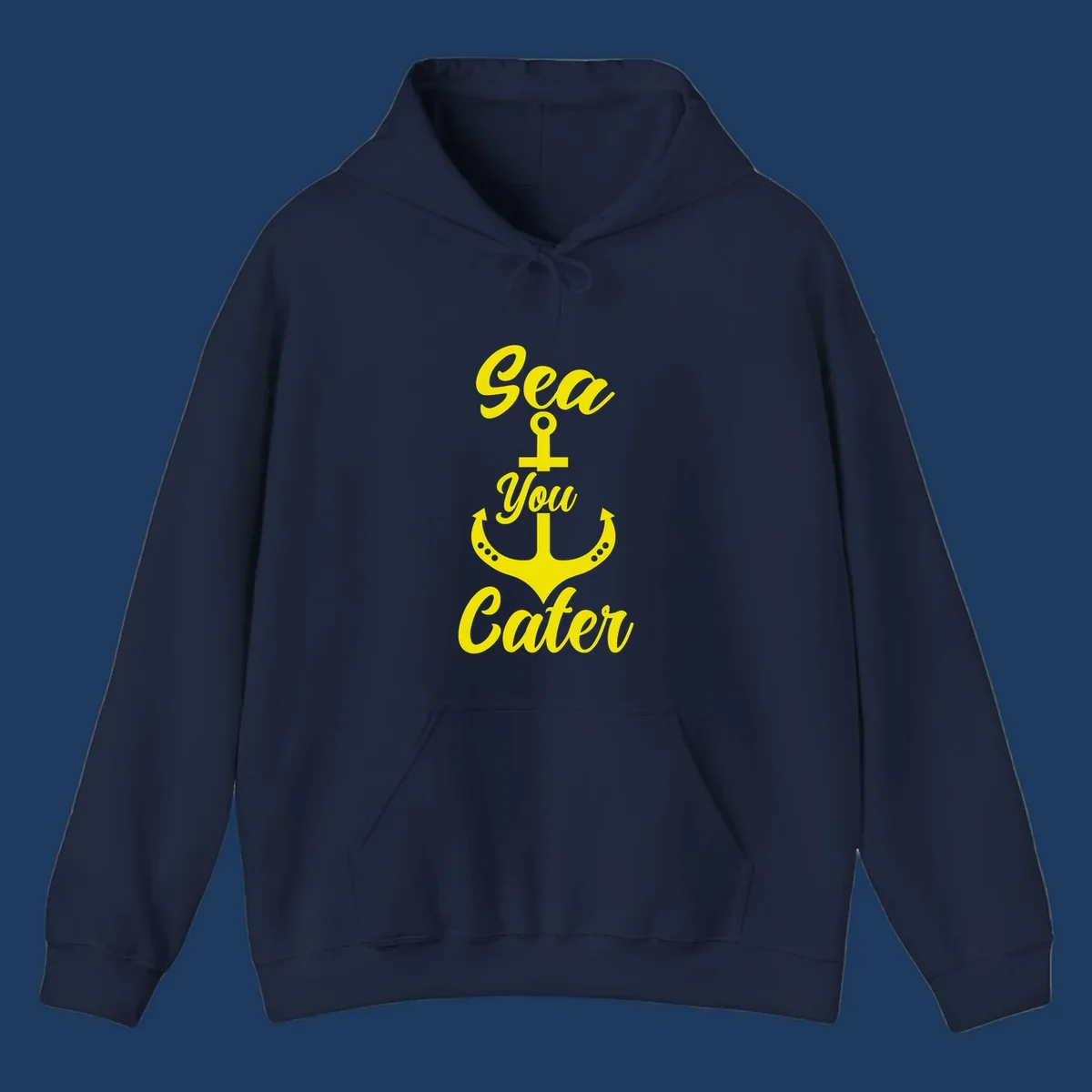 Yellow sea you later anchor design with decorative rivets on gray background