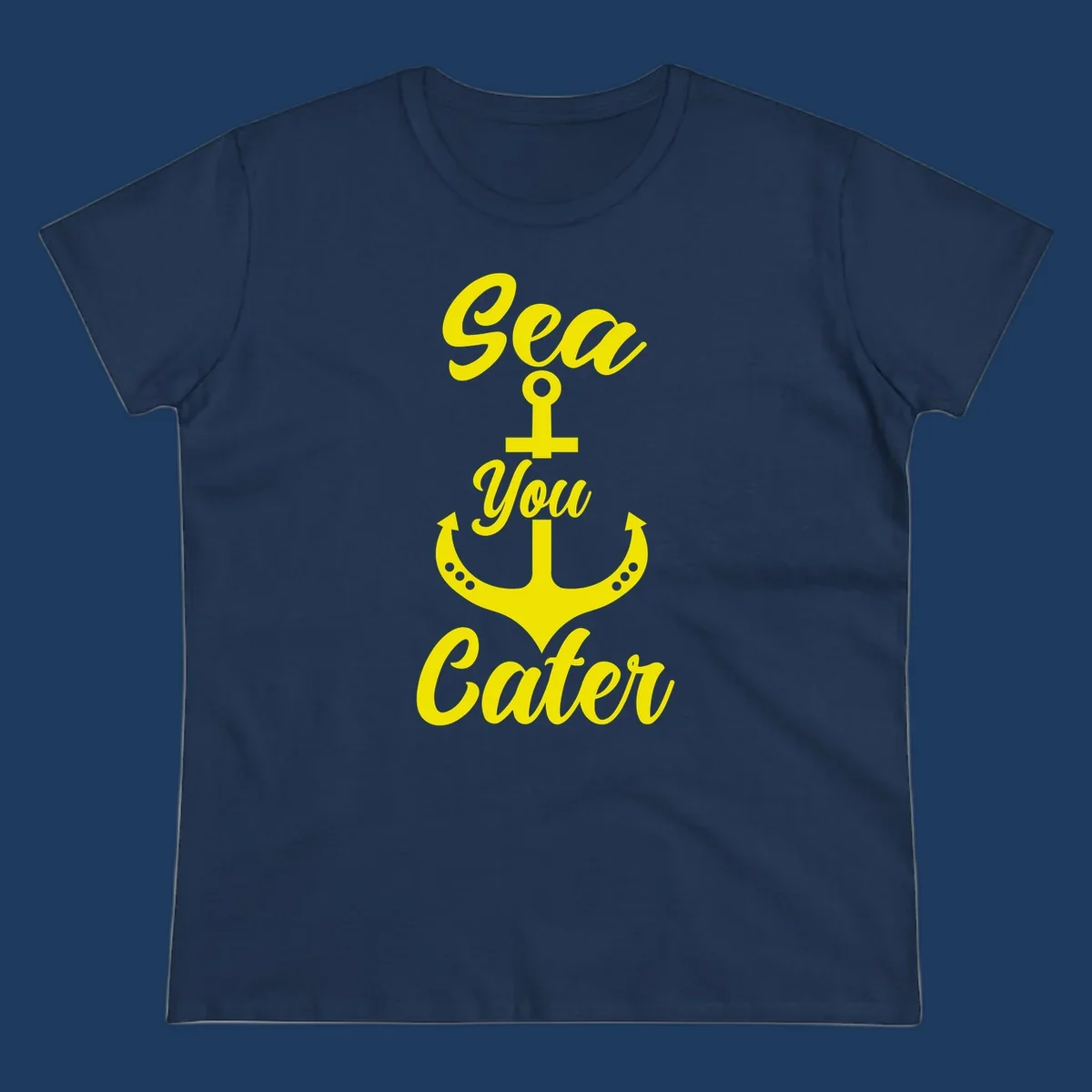 Yellow sea you later anchor design with decorative rivets on gray background