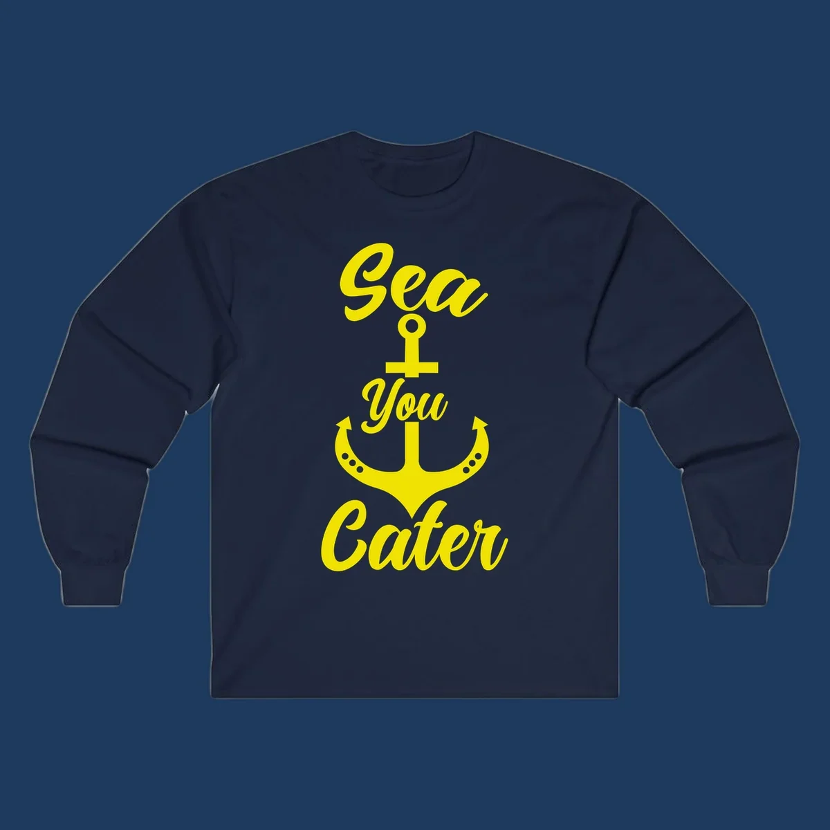 Yellow sea you later anchor design with decorative rivets on gray background