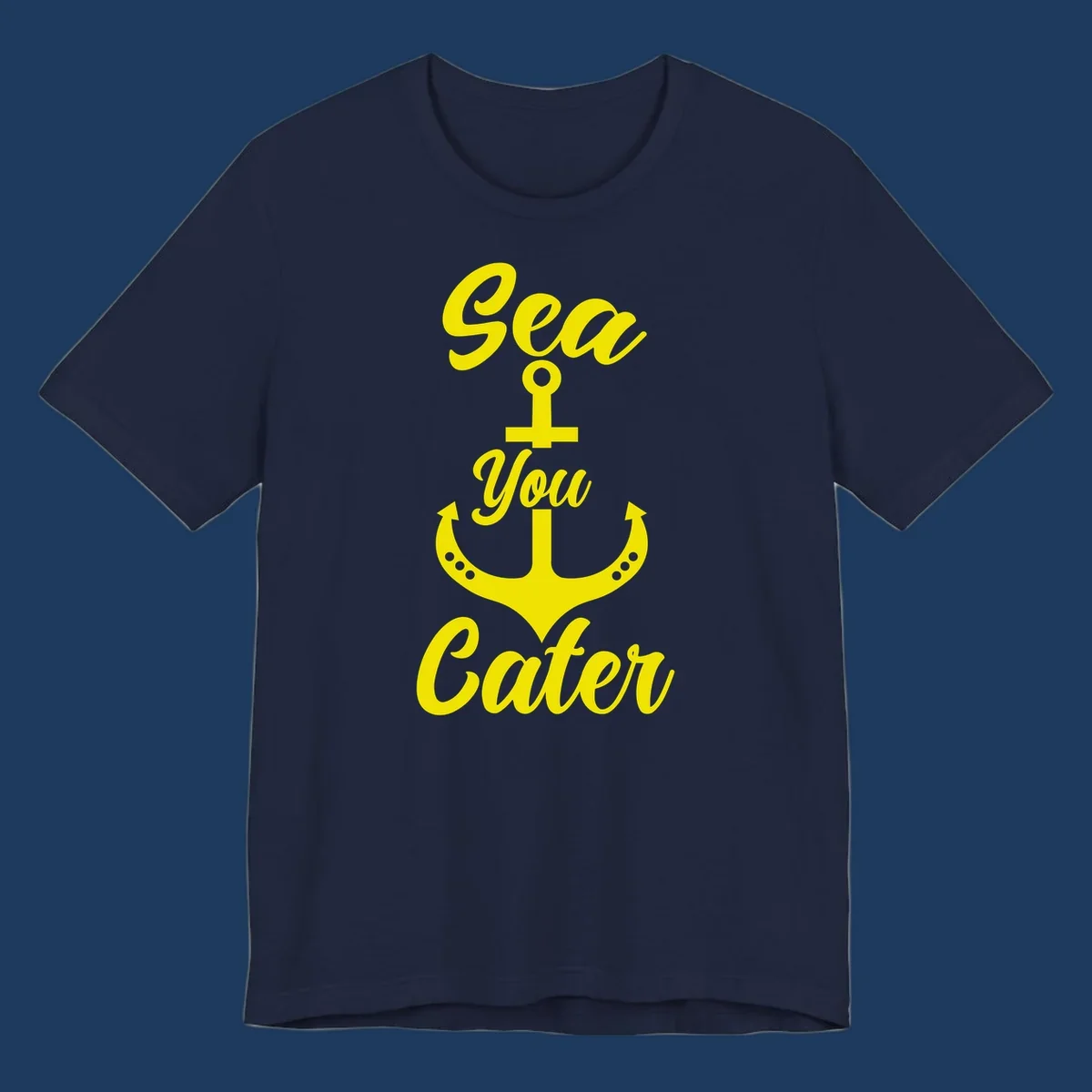 Yellow sea you later anchor design with decorative rivets on gray background