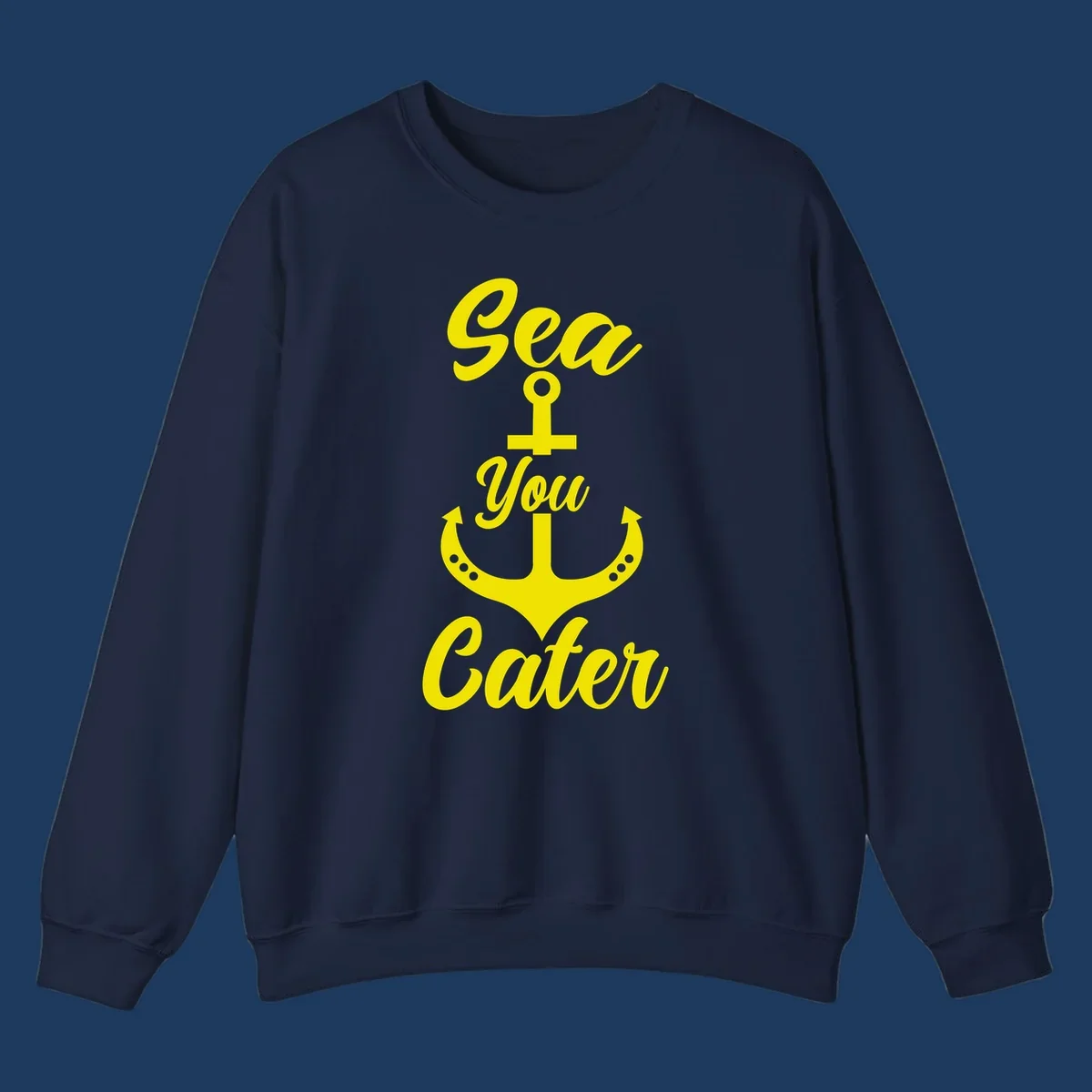 Yellow sea you later anchor design with decorative rivets on gray background