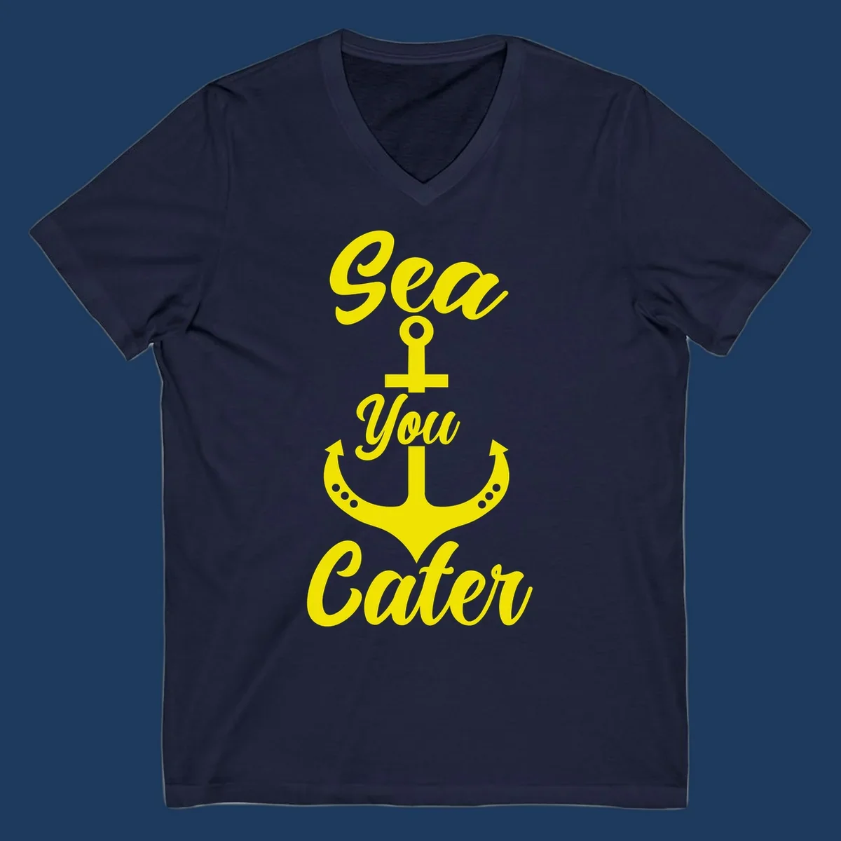 Yellow sea you later anchor design with decorative rivets on gray background