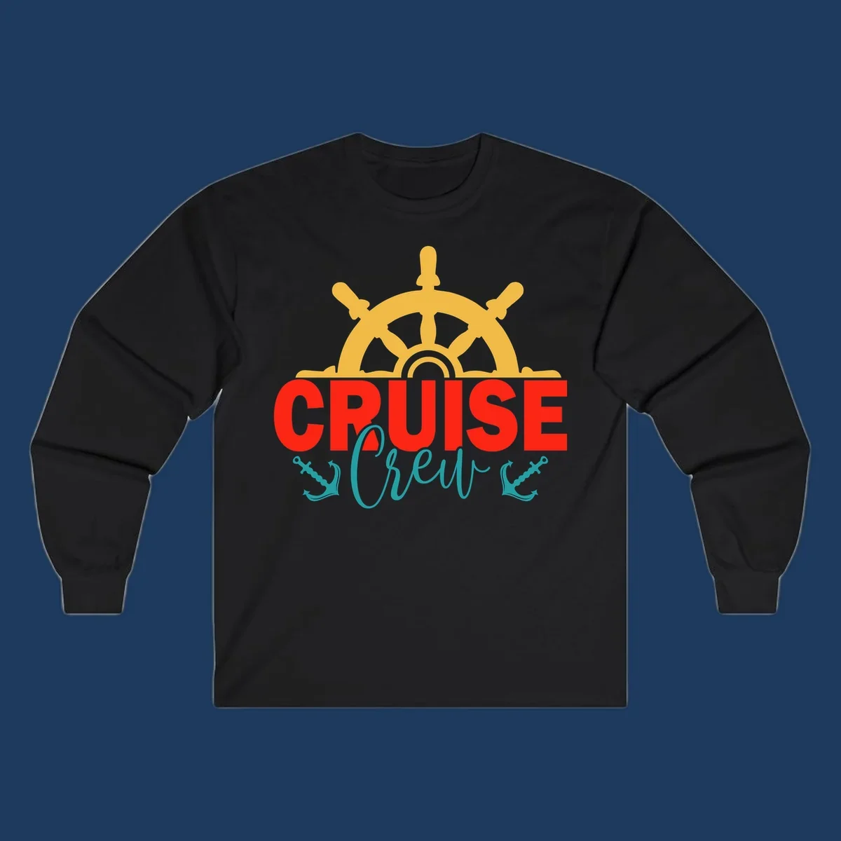 Golden ship's wheel above red 'CRUISE' text with teal 'Shrek' lettering on gray background