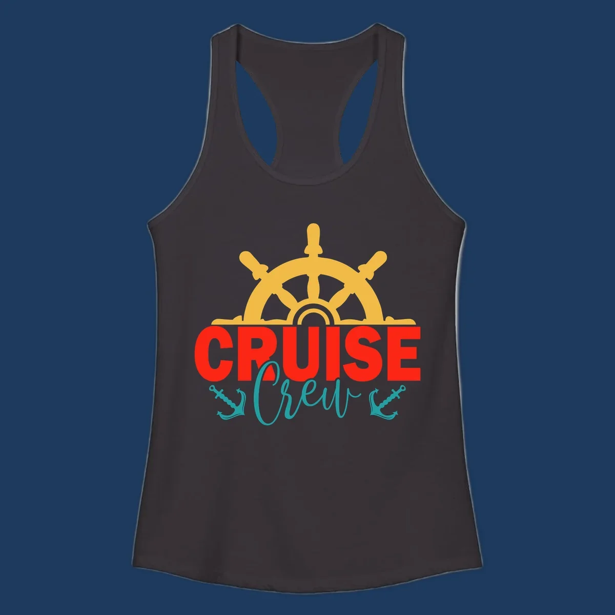 Golden ship's wheel above red 'CRUISE' text with teal 'Shrek' lettering on gray background