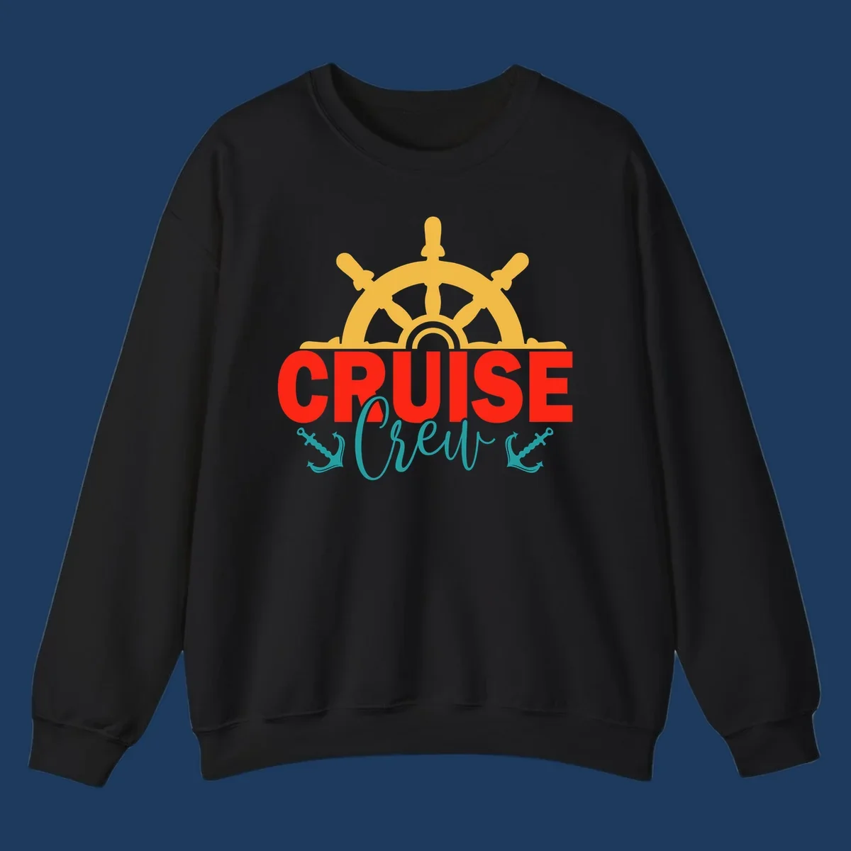 Golden ship's wheel above red 'CRUISE' text with teal 'Shrek' lettering on gray background