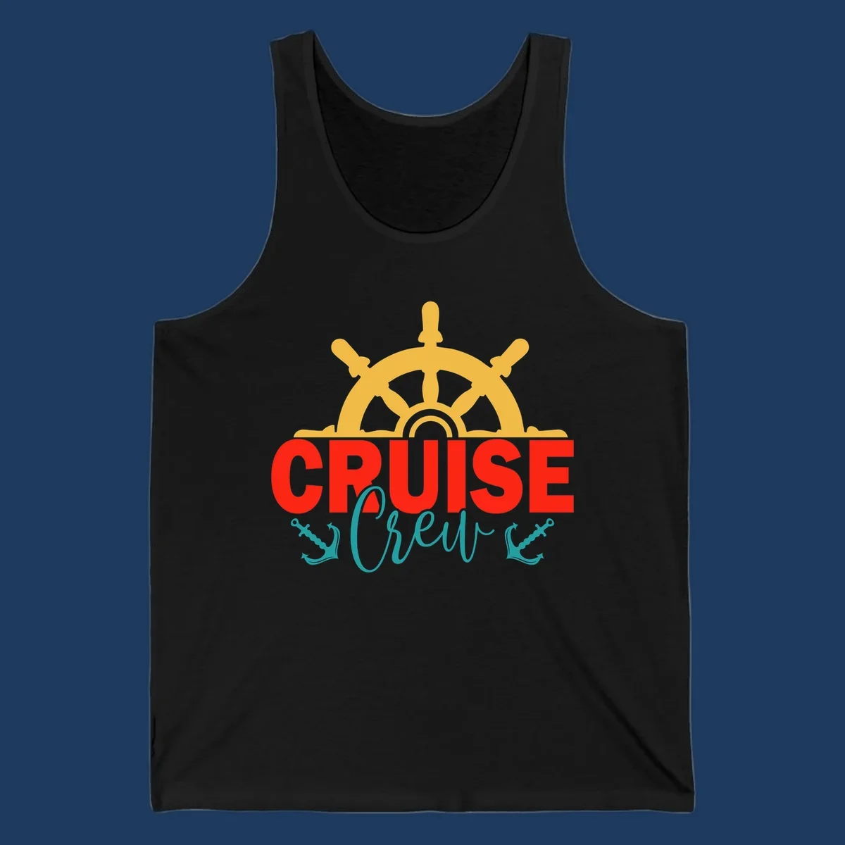 Golden ship's wheel above red 'CRUISE' text with teal 'Shrek' lettering on gray background