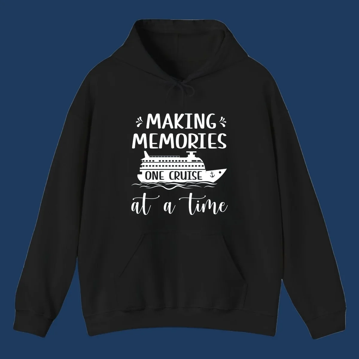 Making memories one cruise design: cruise ship with anchor and ocean waves, nautical text art