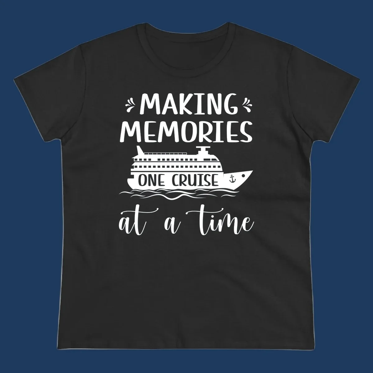 Making memories one cruise design: cruise ship with anchor and ocean waves, nautical text art