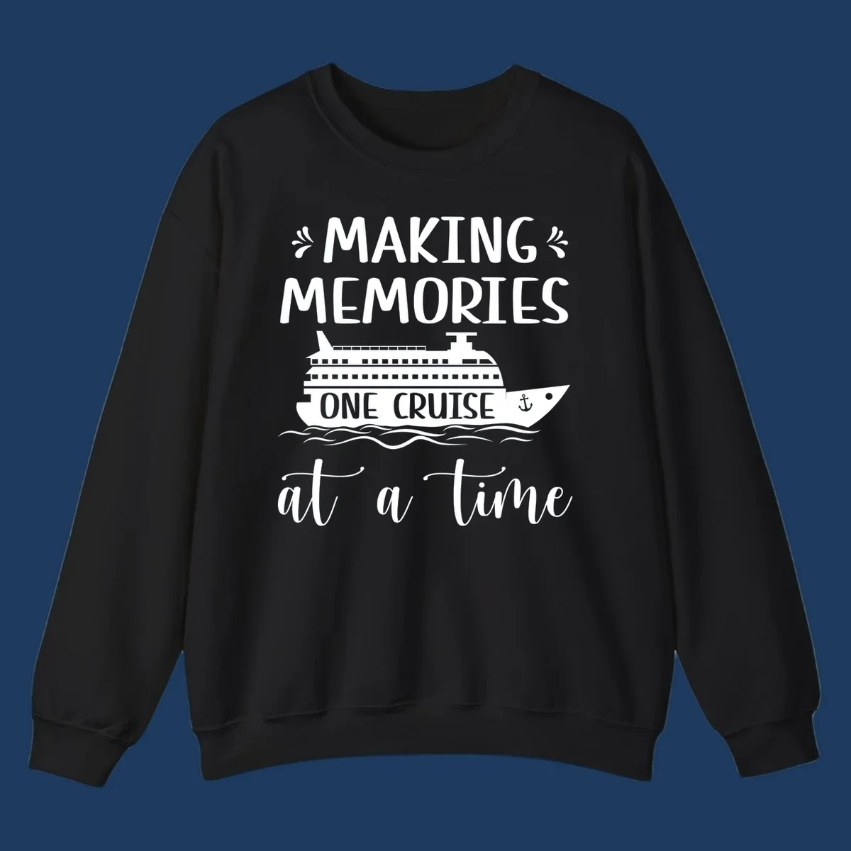 Making memories one cruise design: cruise ship with anchor and ocean waves, nautical text art