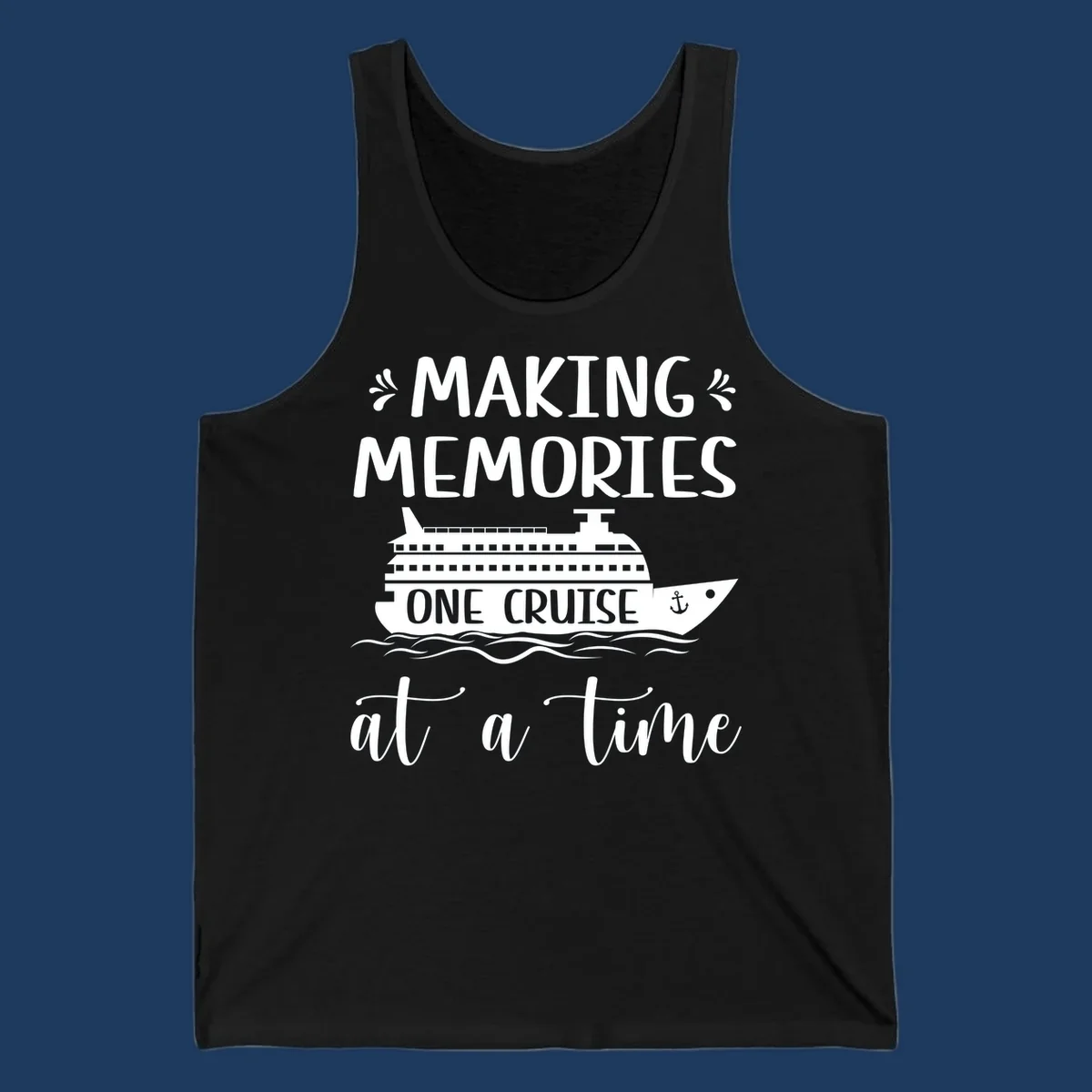 Making memories one cruise design: cruise ship with anchor and ocean waves, nautical text art