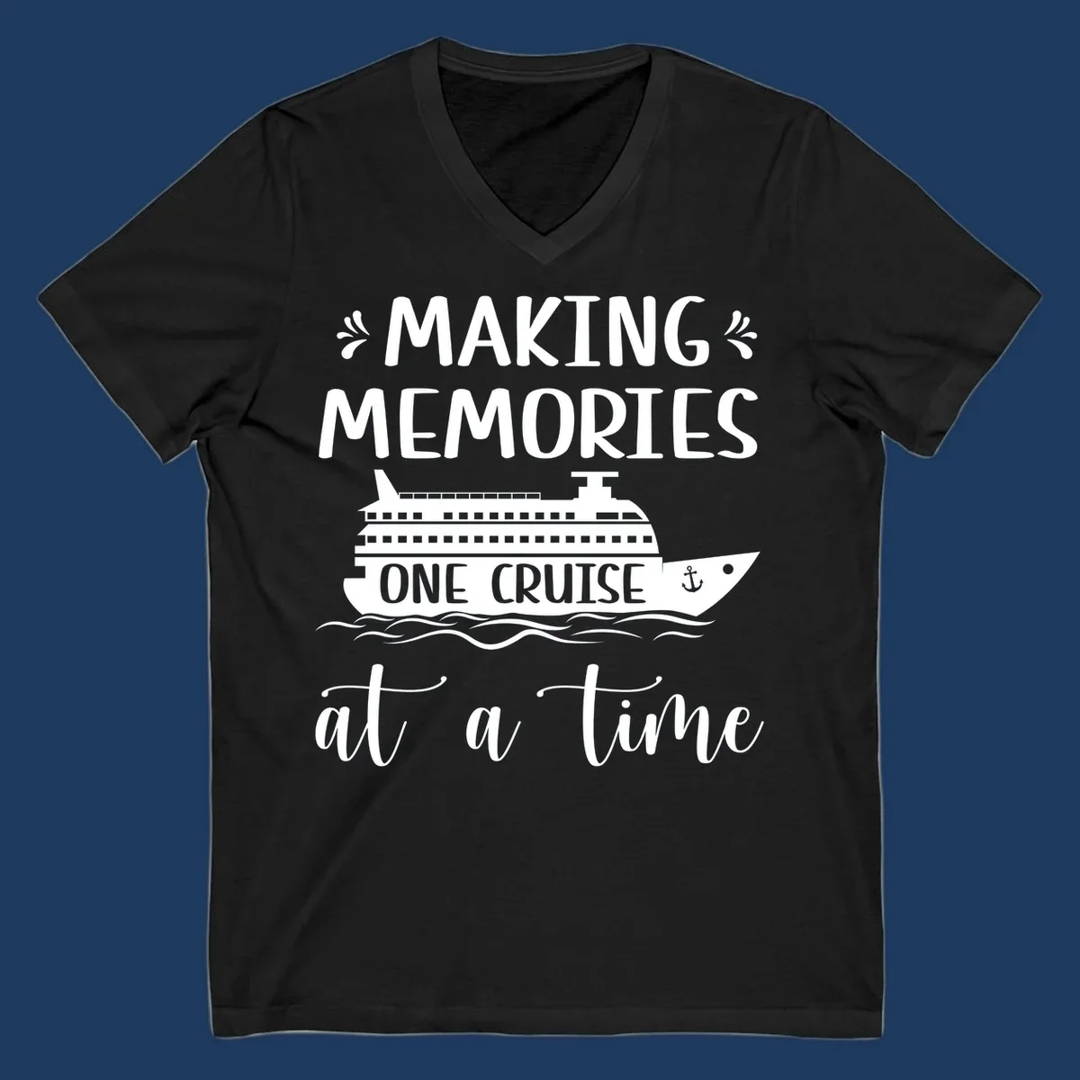 Making memories one cruise design: cruise ship with anchor and ocean waves, nautical text art