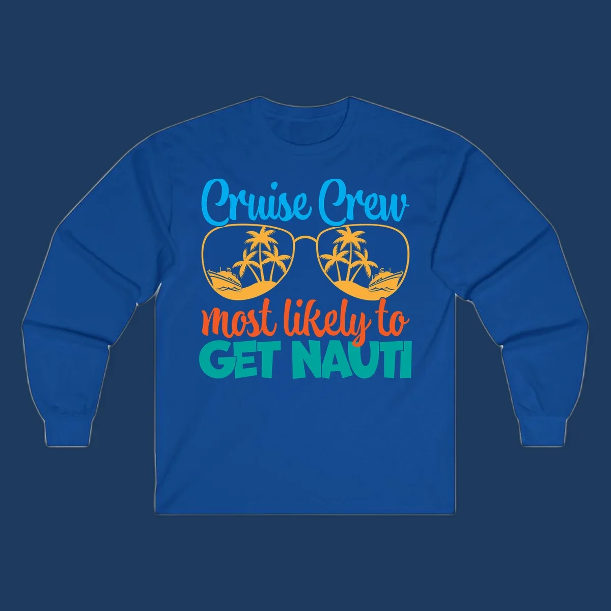 Cruise crew most likely to get nautic design with sunglasses containing palm trees and ships