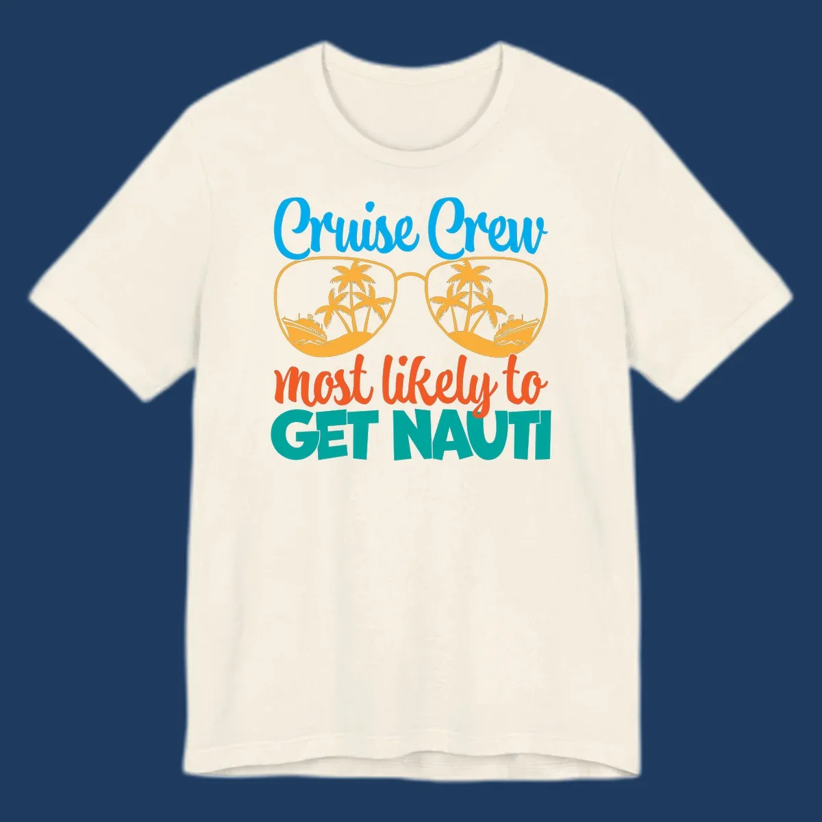 Cruise crew most likely to get nautic design with sunglasses containing palm trees and ships