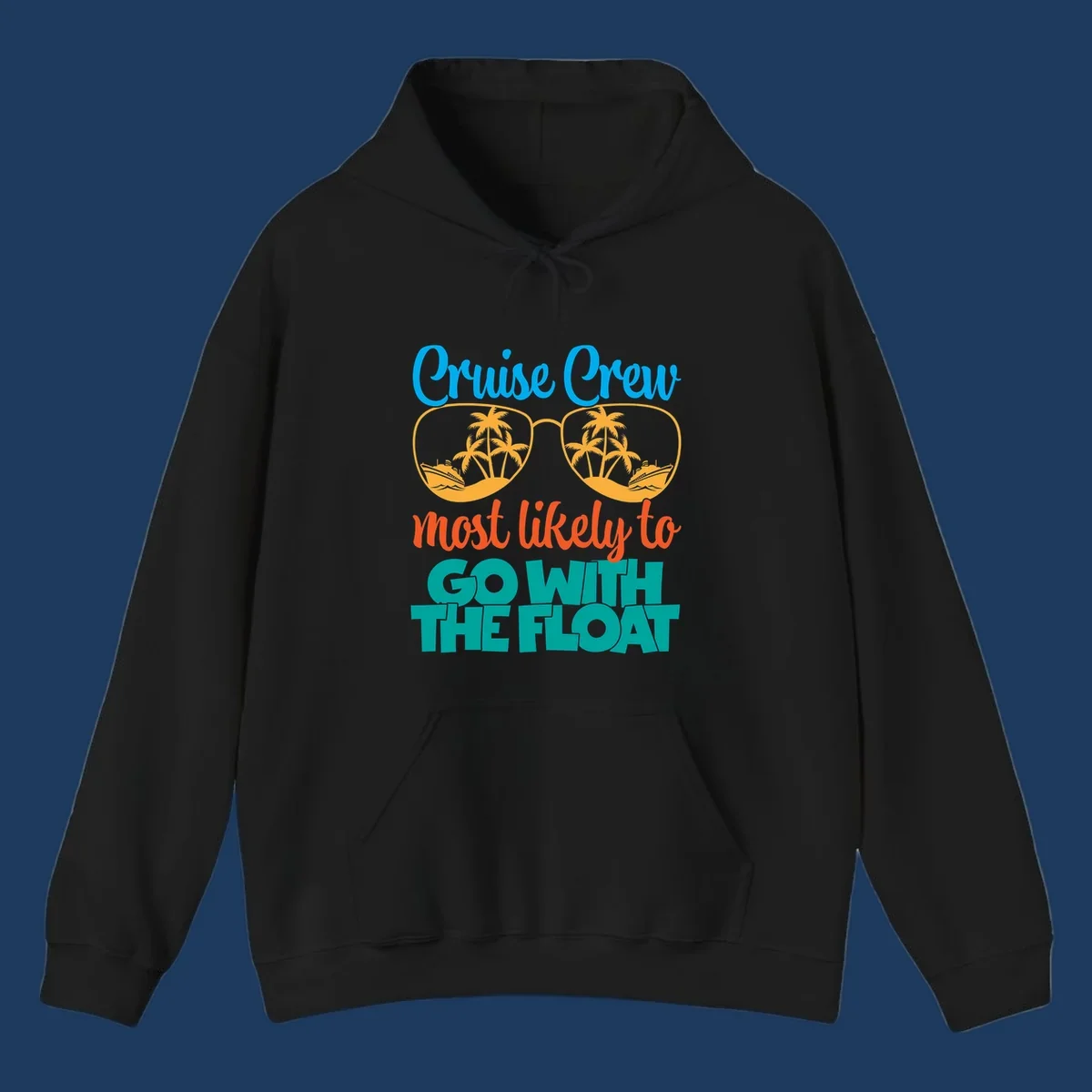 Cruise crew most likely to go with the float design featuring oversized sunglasses with tropical scenes and colorful text