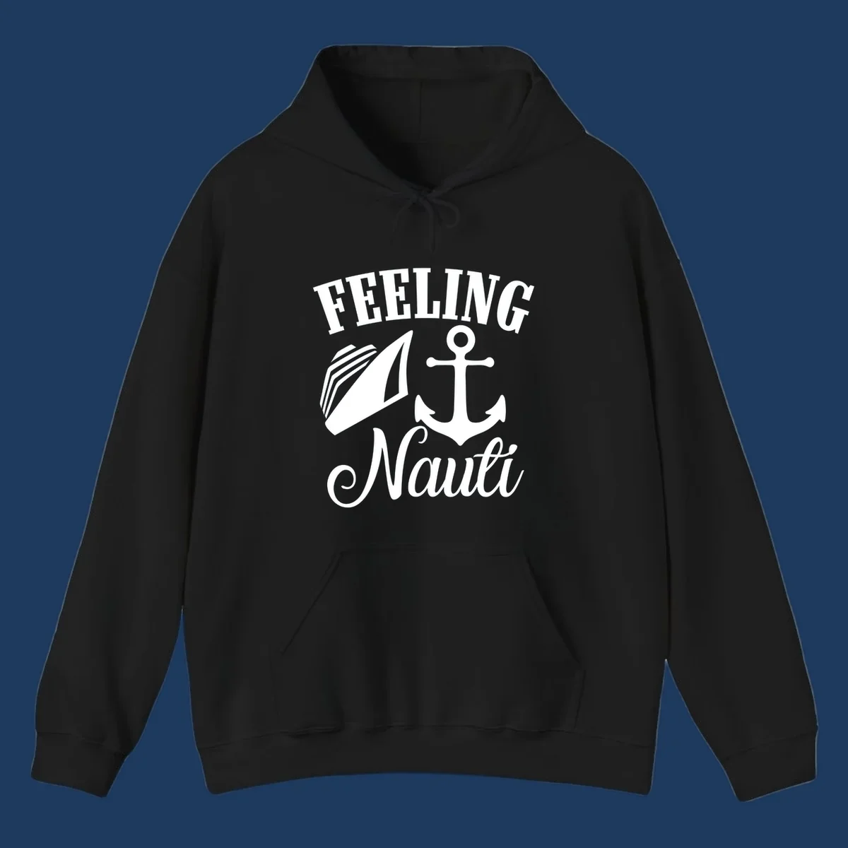 Feeling nauti anchor and sailboat design with white nautical graphics on gray background