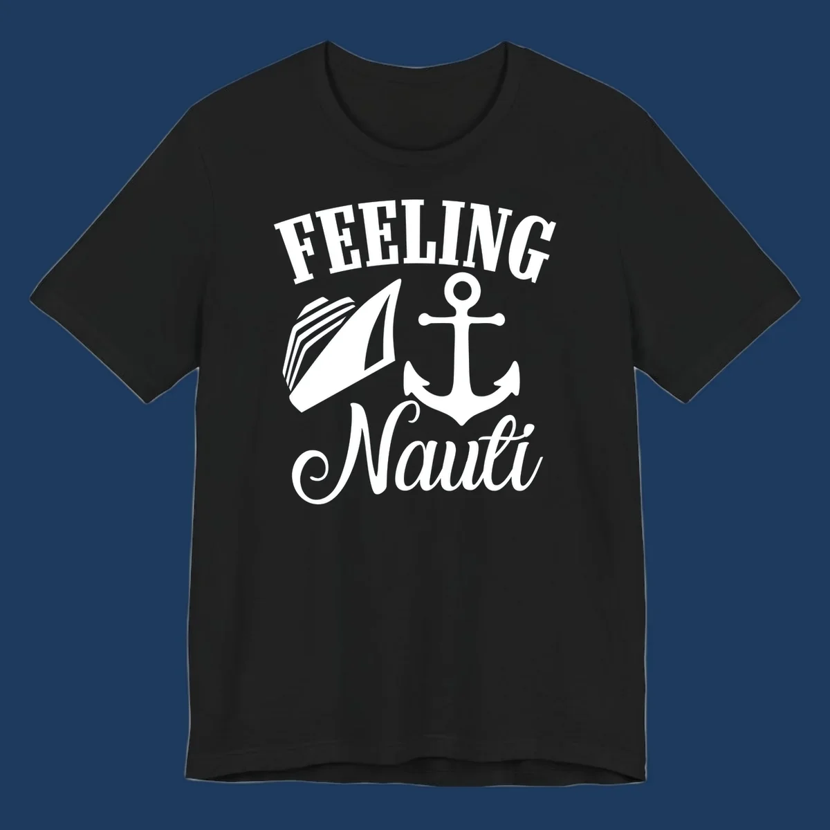 Feeling nauti anchor and sailboat design with white nautical graphics on gray background