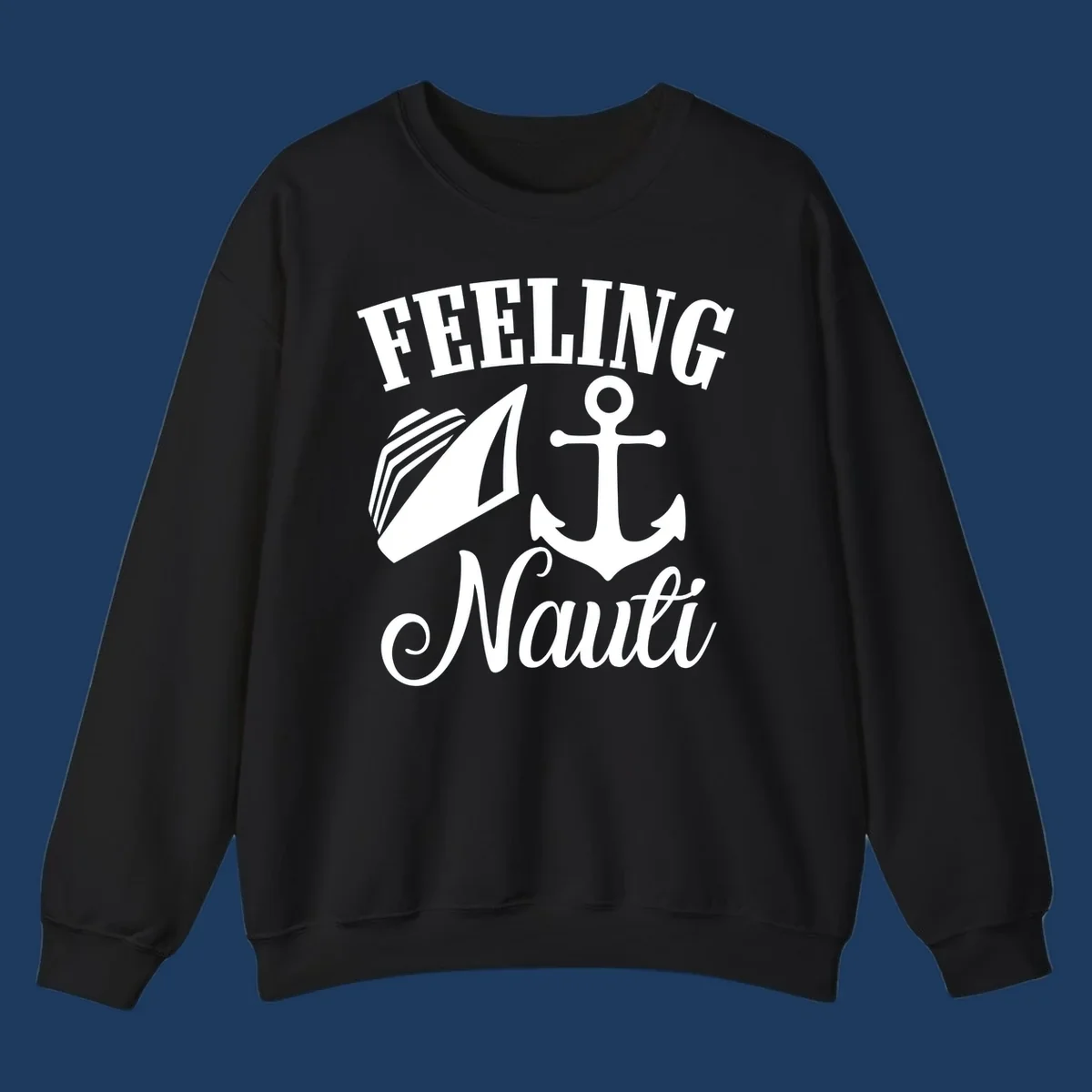 Feeling nauti anchor and sailboat design with white nautical graphics on gray background