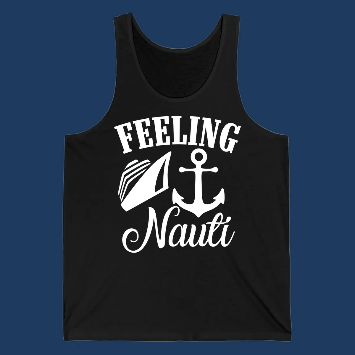 Feeling nauti anchor and sailboat design with white nautical graphics on gray background