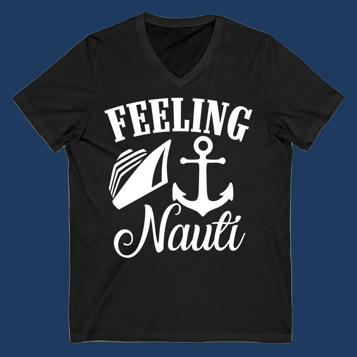 Feeling nauti anchor and sailboat design with white nautical graphics on gray background