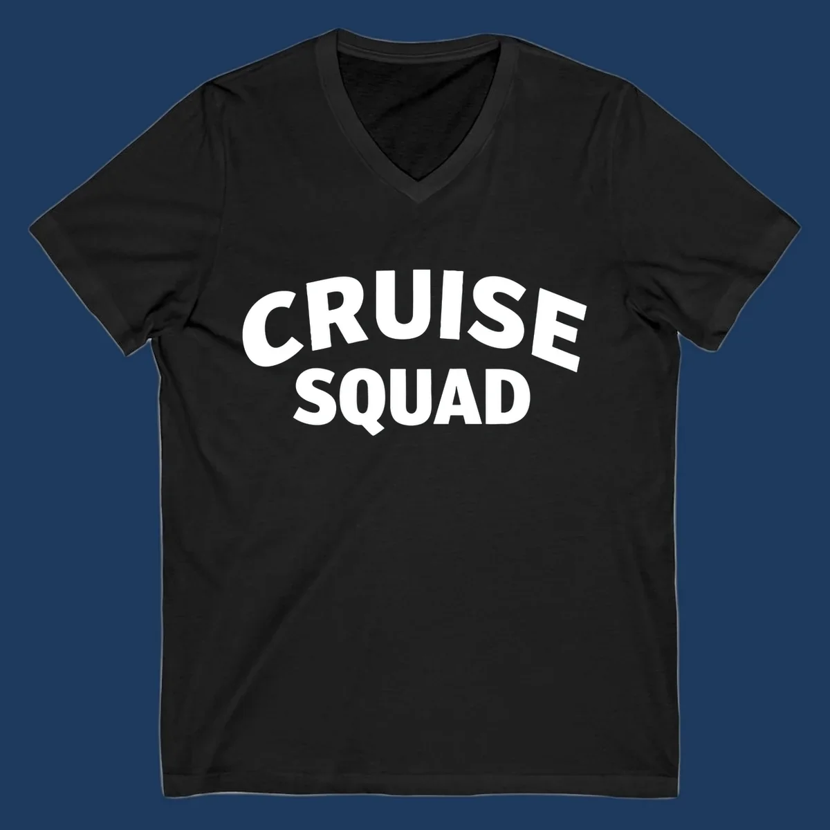 White bold text reading 'CRUISE SQUAD' on gray background, cruise squad group vacation design