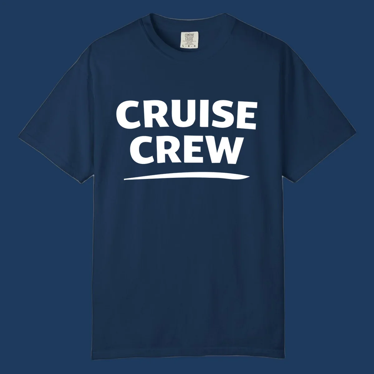 Bold white 'CRUISE CREW' text with wave element on gray background