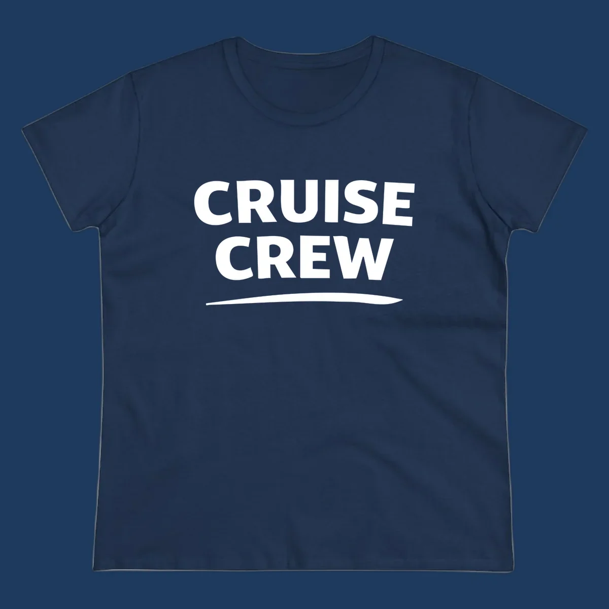 Bold white 'CRUISE CREW' text with wave element on gray background