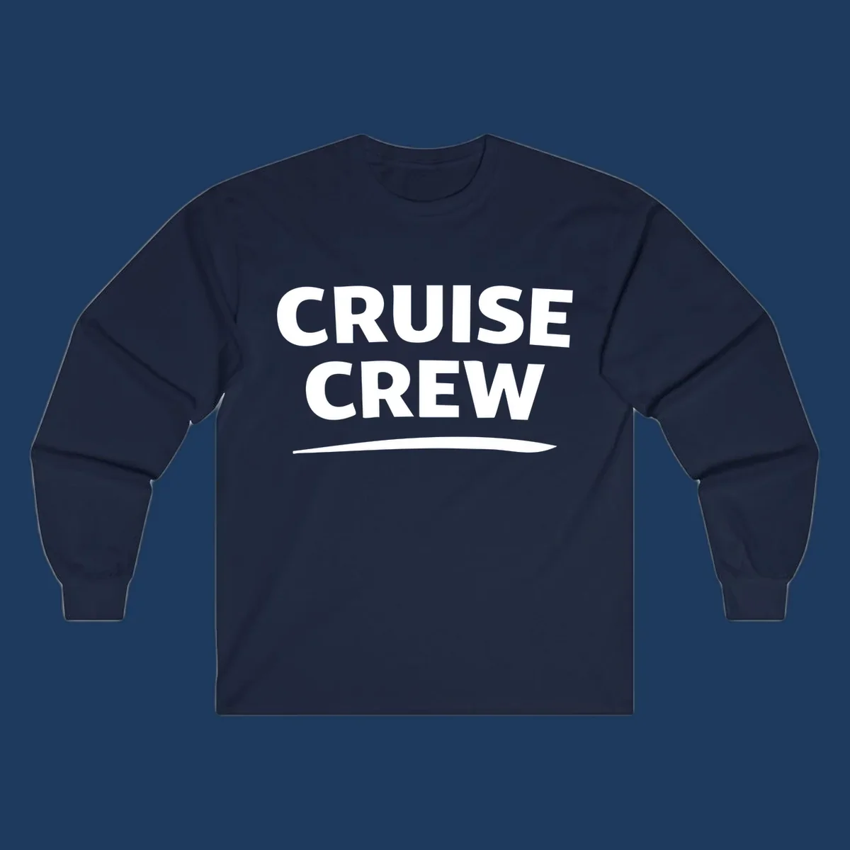 Bold white 'CRUISE CREW' text with wave element on gray background