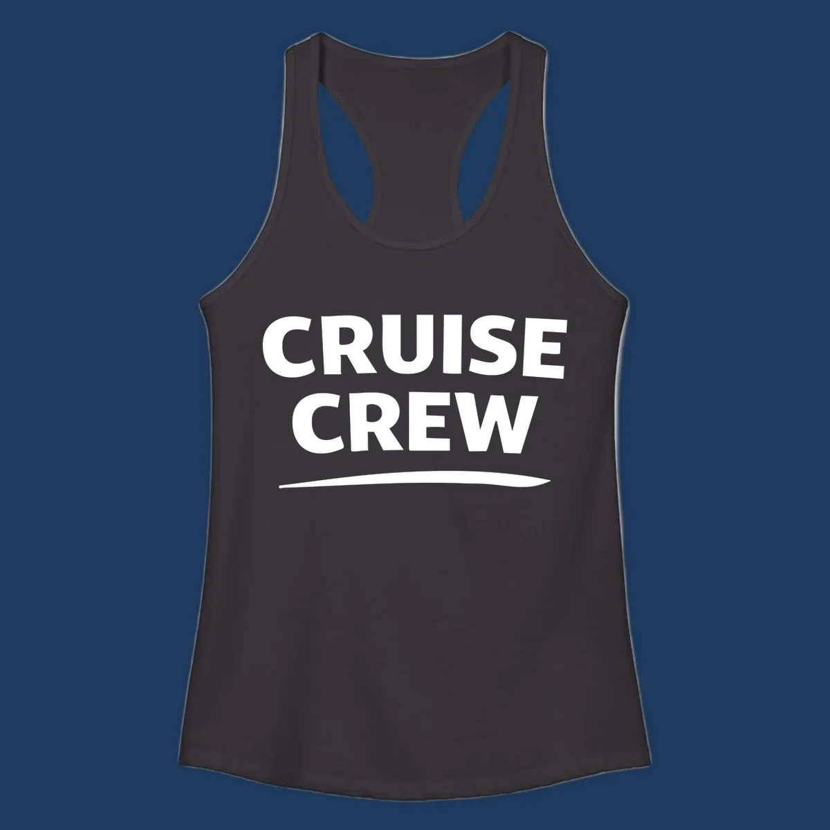Bold white 'CRUISE CREW' text with wave element on gray background