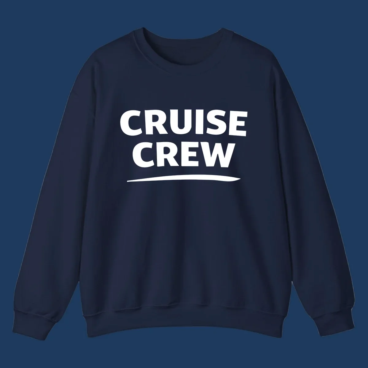 Bold white 'CRUISE CREW' text with wave element on gray background