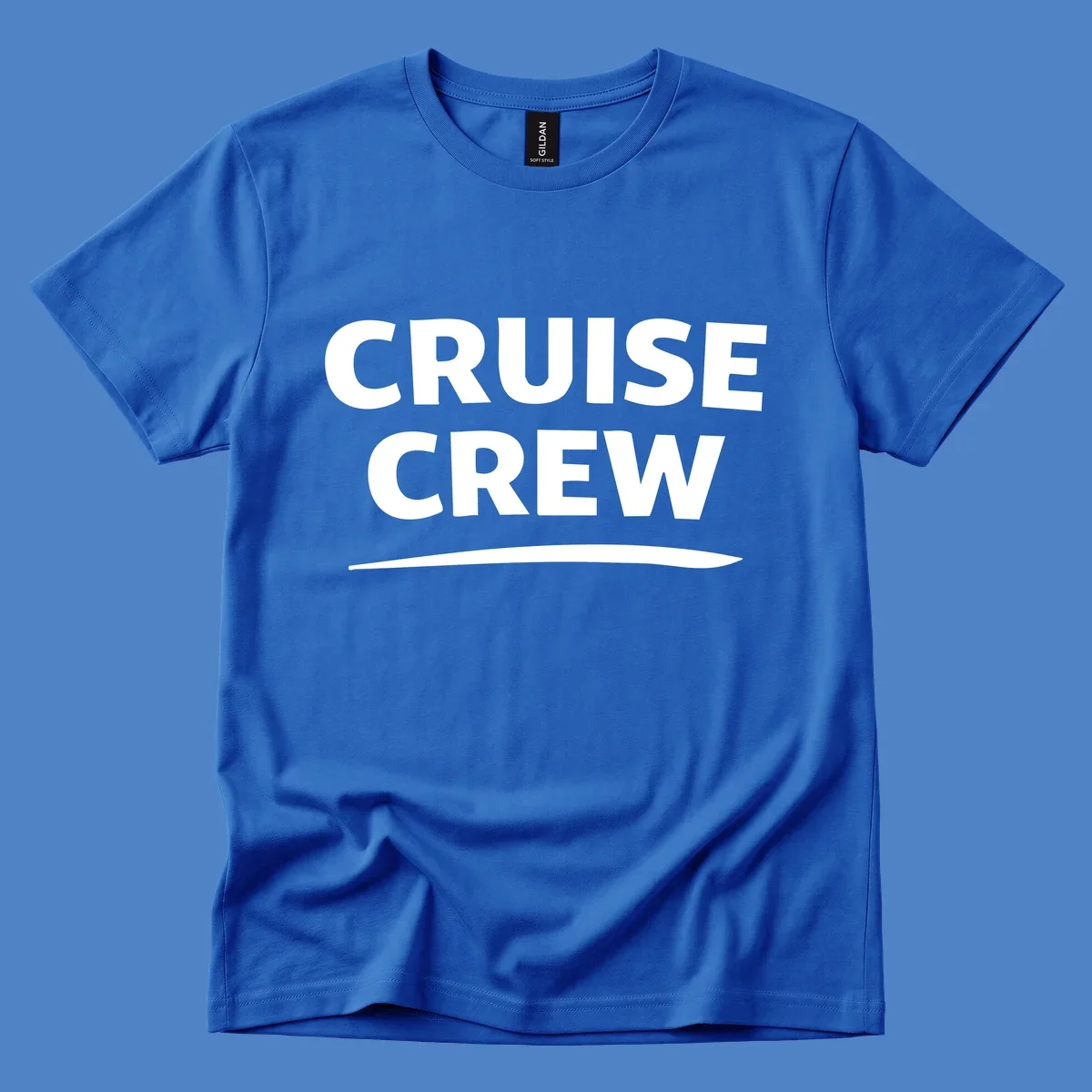 Bold white 'CRUISE CREW' text with wave element on gray background