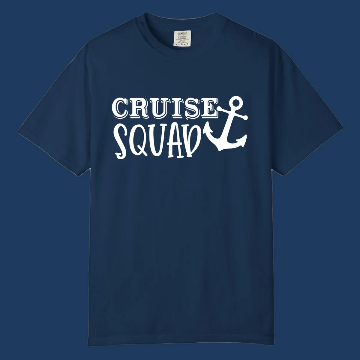 White text reading 'CRUISE'S SQUAD' with anchor symbol on gray background, nautical crew design