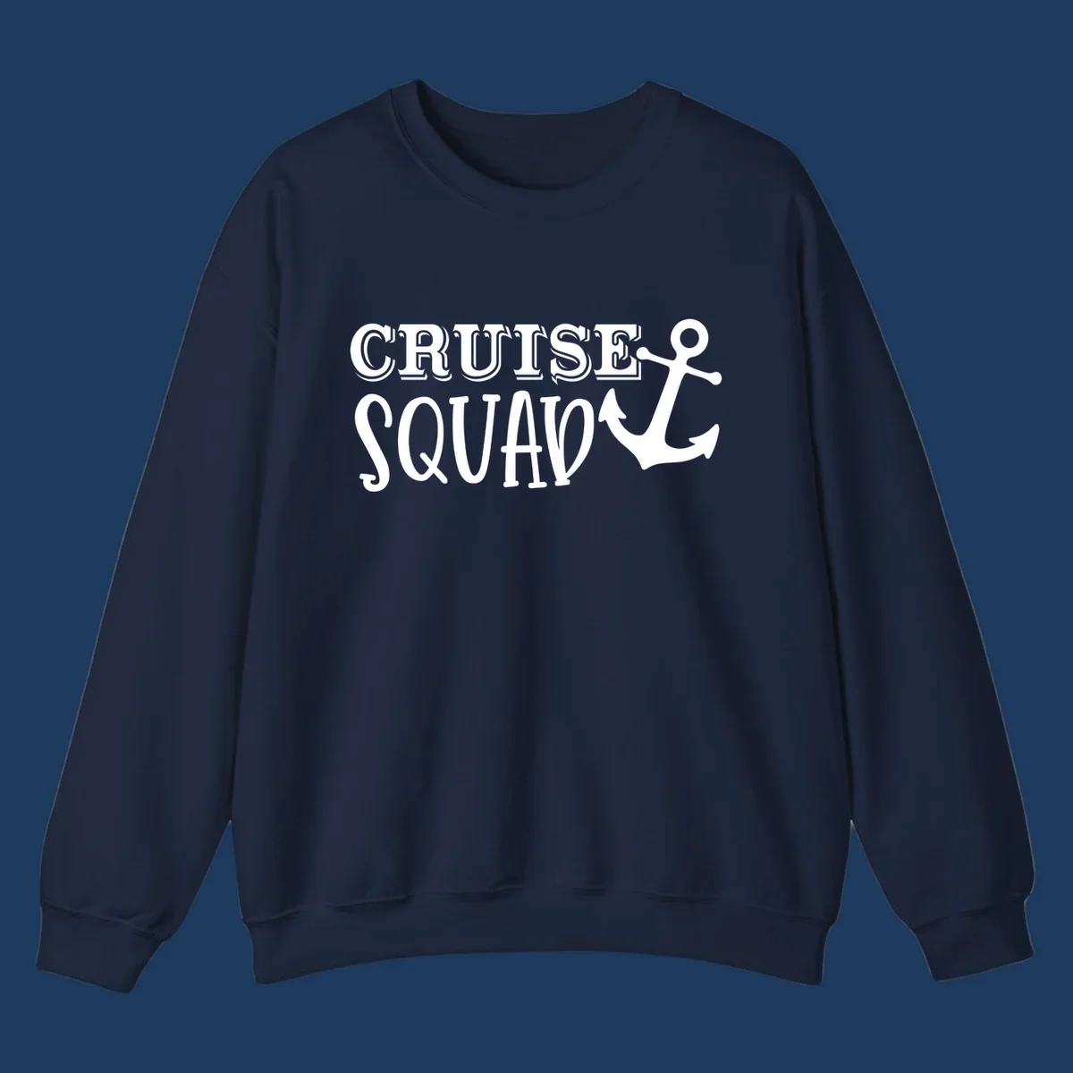 White text reading 'CRUISE'S SQUAD' with anchor symbol on gray background, nautical crew design