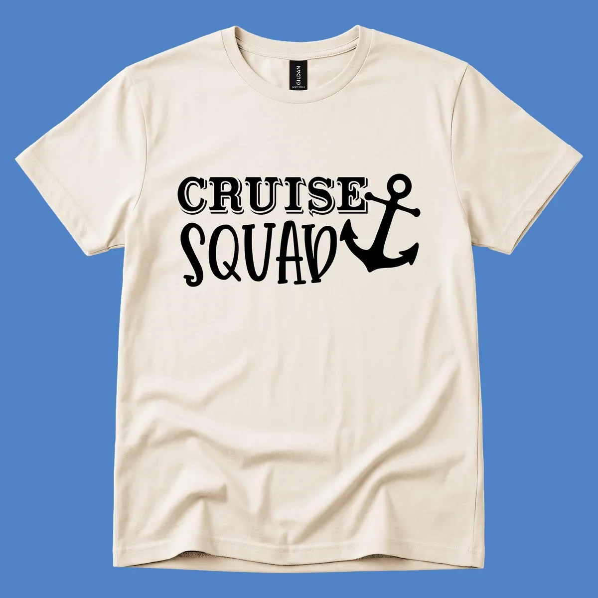 White text reading 'CRUISE'S SQUAD' with anchor symbol on gray background, nautical crew design
