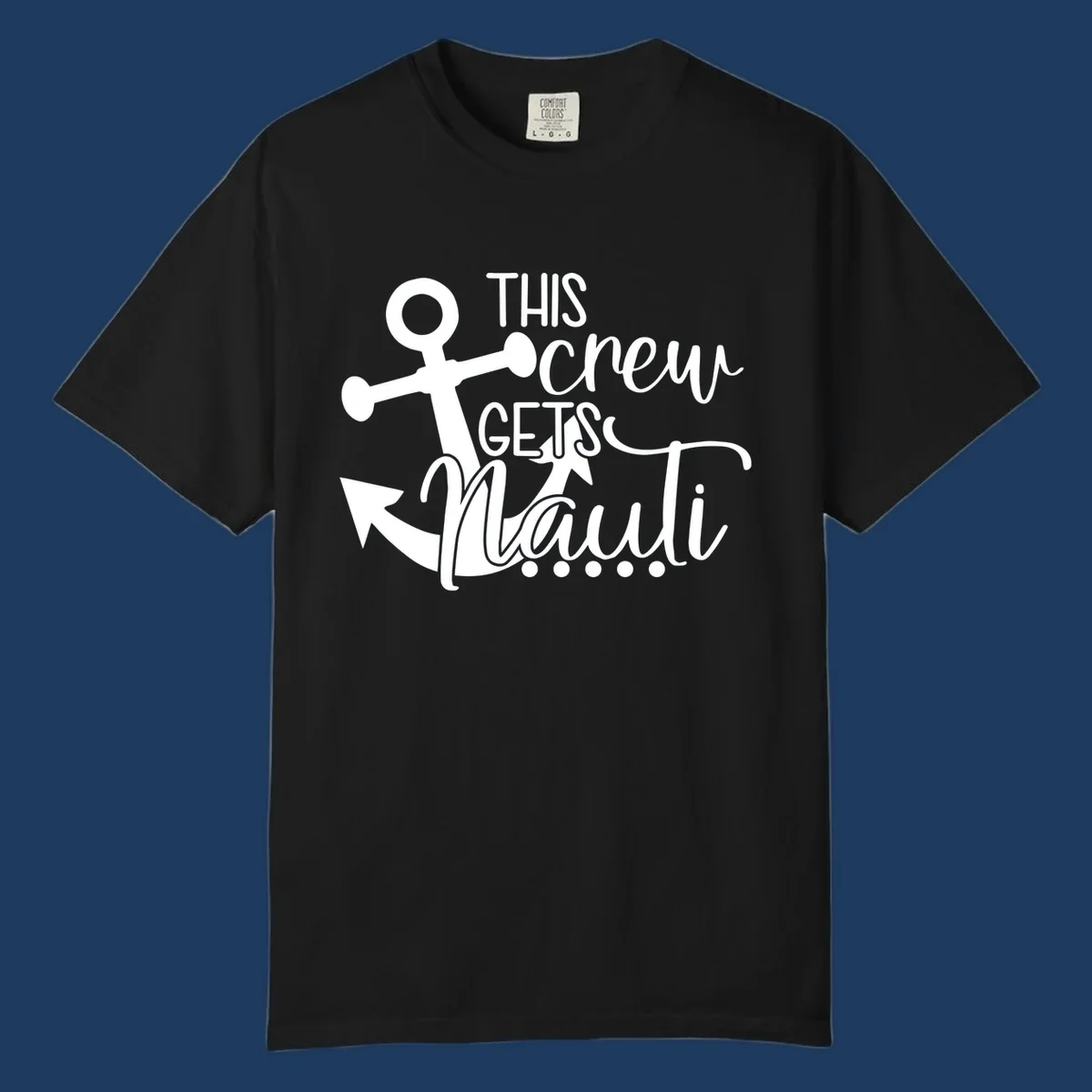 White anchor with 'This Crew Gets Lit' text in bold and script lettering on gray background