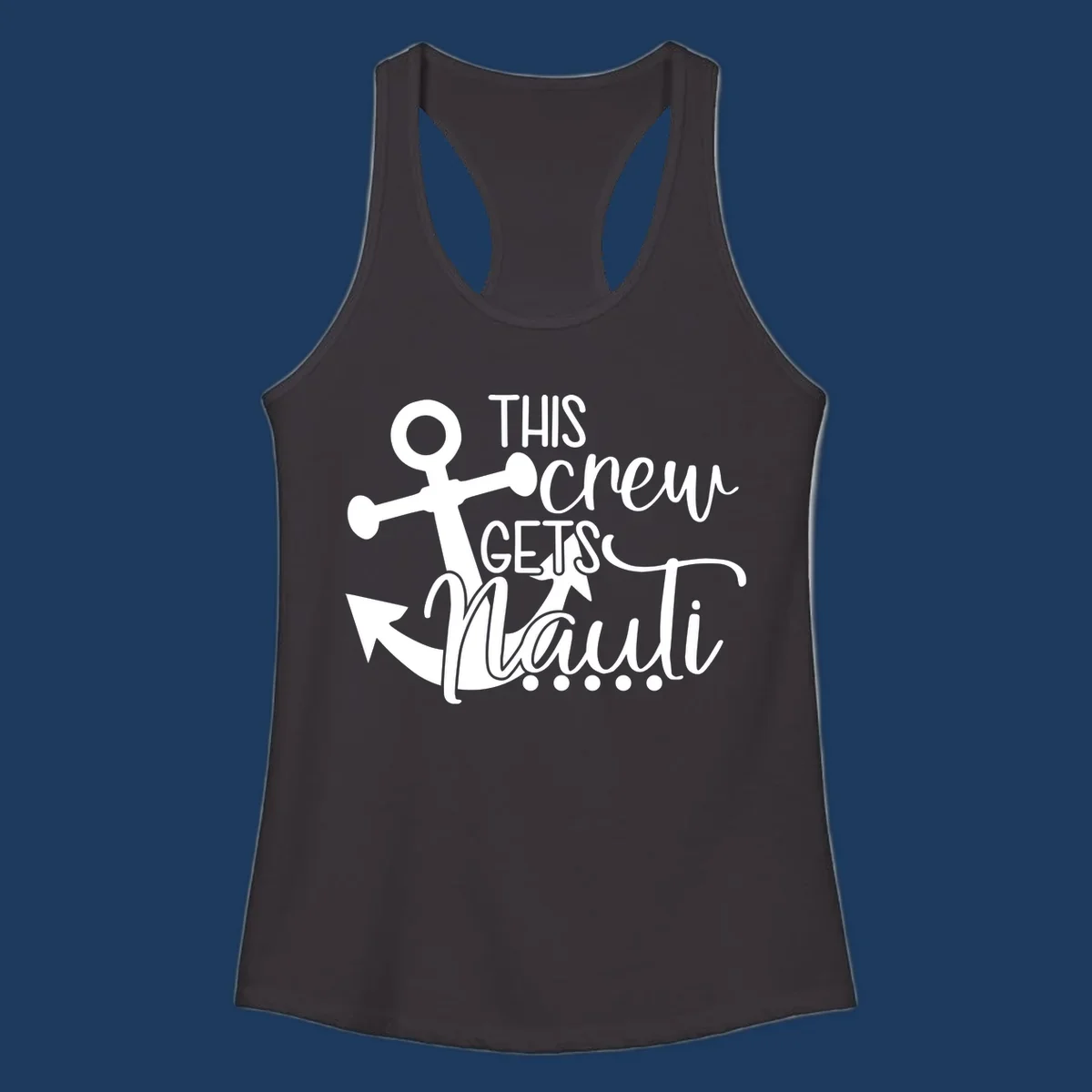 White anchor with 'This Crew Gets Lit' text in bold and script lettering on gray background