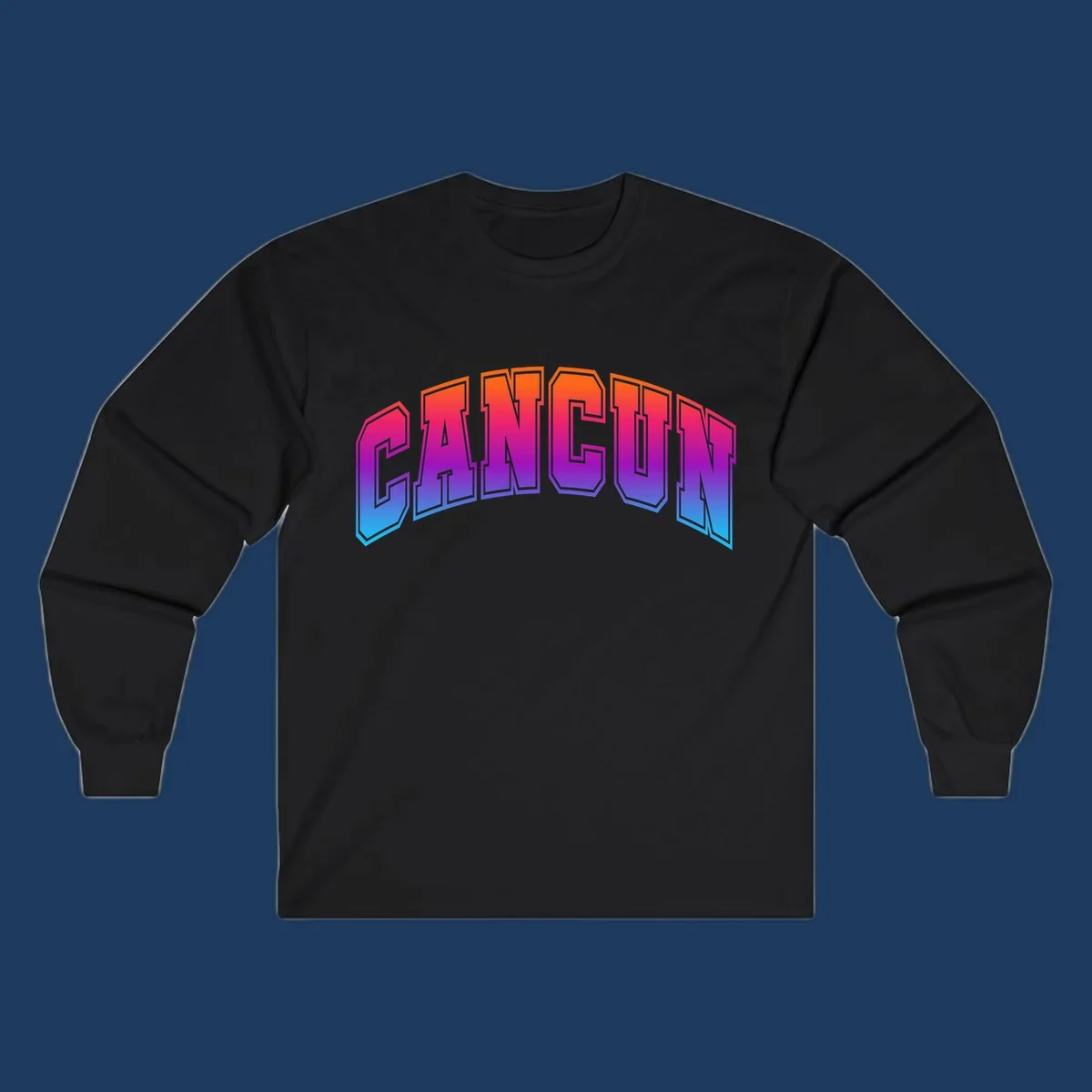 Neon arcade-style 'CRUISE' text with vibrant gradient from orange to cyan blue, 3D perspective lettering effect