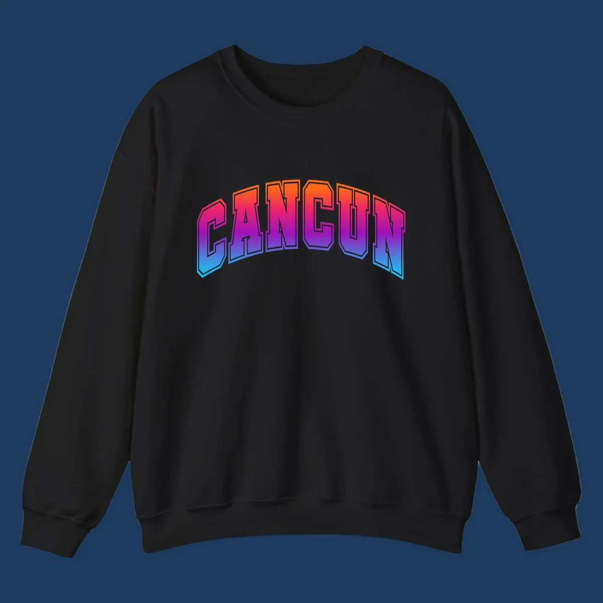 Neon arcade-style 'CRUISE' text with vibrant gradient from orange to cyan blue, 3D perspective lettering effect