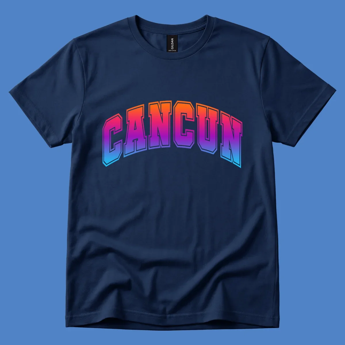 Neon arcade-style 'CRUISE' text with vibrant gradient from orange to cyan blue, 3D perspective lettering effect