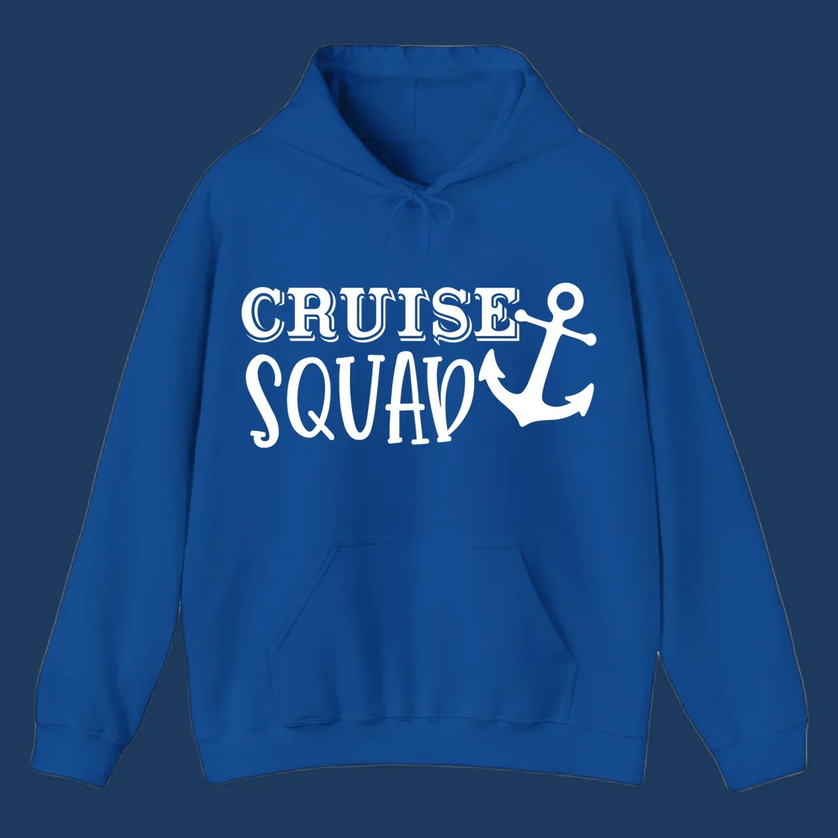 White outlined text reading 'CRUISE SQUAD' with a large anchor symbol on gray background